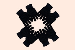 winter gloves on a peach background