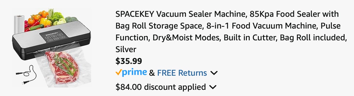 Vacuum sealer machine amazon receipt