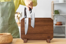 Acacia Wood Magnetic Knife Stand, $42 on Amazon (Reg. $87) card image