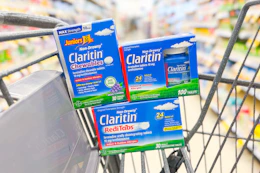 Claritin products in a shopping cart