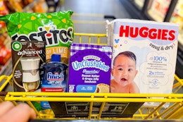 dollar general groceries in a shopping cart