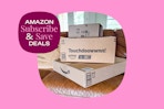 amazon boxes on a couch
