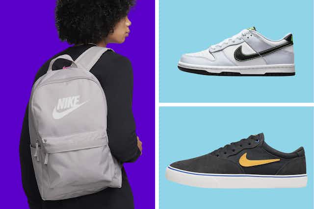 Nike Back-to-School Sale: $21 Backpacks, $38 Sneakers, $51 Dunks, and More card image