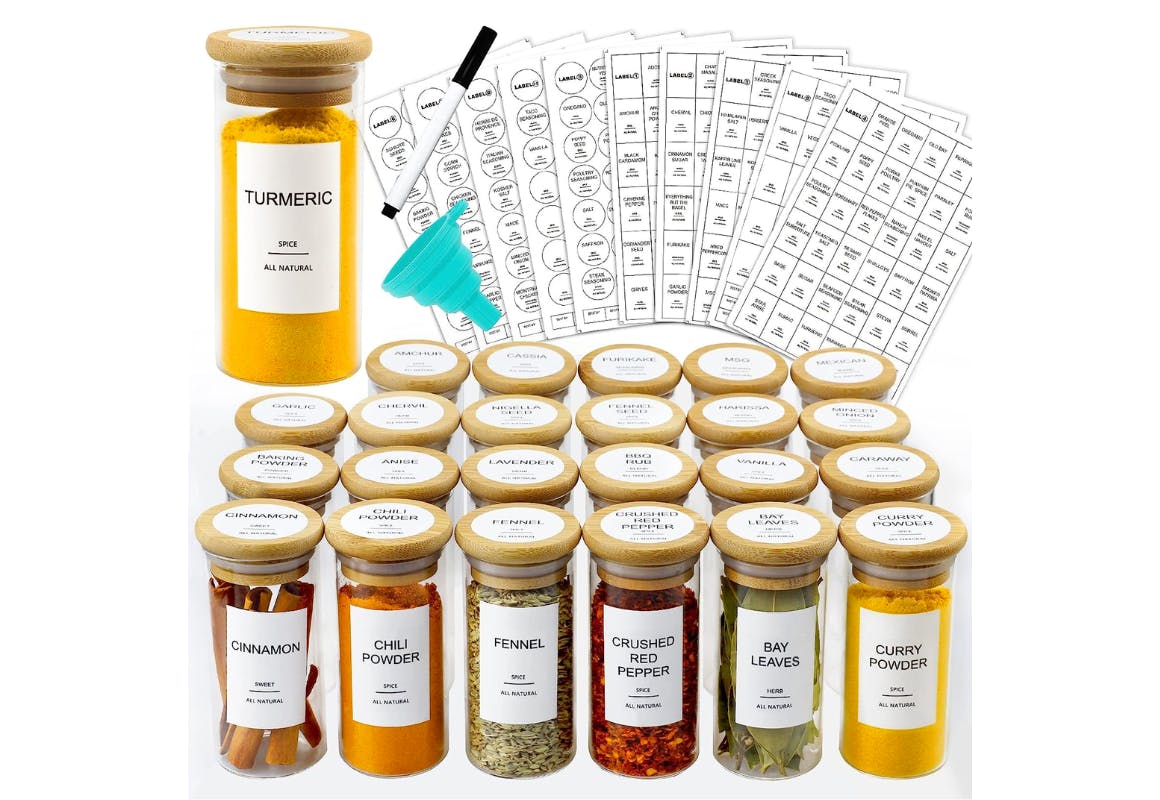 Glass Spice Jars 24-Piece Set w/ Lids & Labels Only $19.99 Shipped on   (Reg. $40)