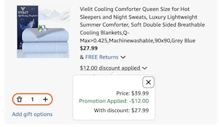 Comforter Amazon receipt