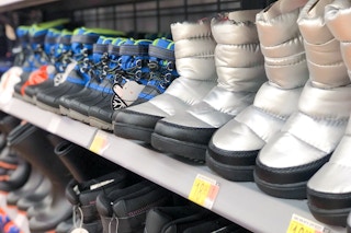 Kids' Snow Boots Area Shot taken in Walmart store