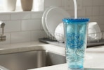 lilo and stitch tumbler by a kitchen sink
