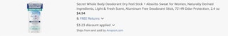 Amazon Secret Whole Body Deodorant 2025
