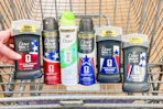 dove deodorants in a shopping cart