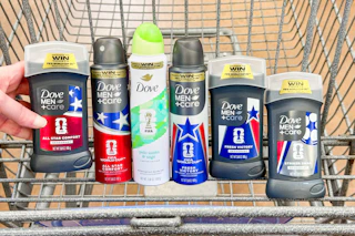 dove deodorants in a shopping cart
