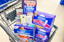always and olay products in a shopping cart