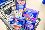 always and olay products in a shopping cart