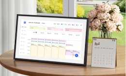 a digital calendar on a table 