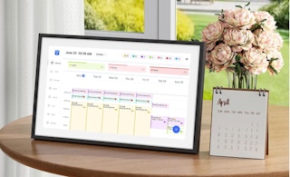 a digital calendar on a table 