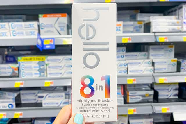 Hello 8-in-1 Toothpaste, Just $3 After Ibotta Rebate at Walmart (Reg. $6) card image