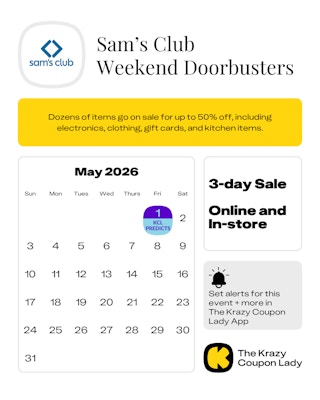Sam's Club Doorbuster sale predicted start date in May 2026
