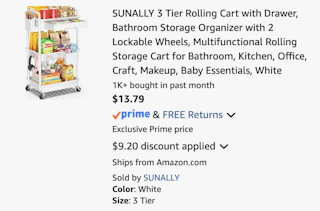 Amazon 3-Tier Rolling Cart 2026