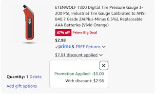 Tire Gauge Amazon receipt