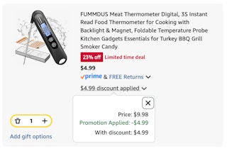 meat thermometer Amazon receipt