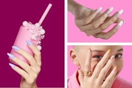 3 different colors of press-on nails from different brands at Walmart