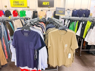 mens tshirts hanging on racks