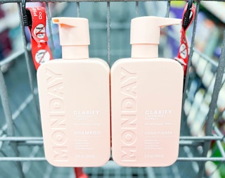 one bottle of Monday shampoo and conditioiner inside cart