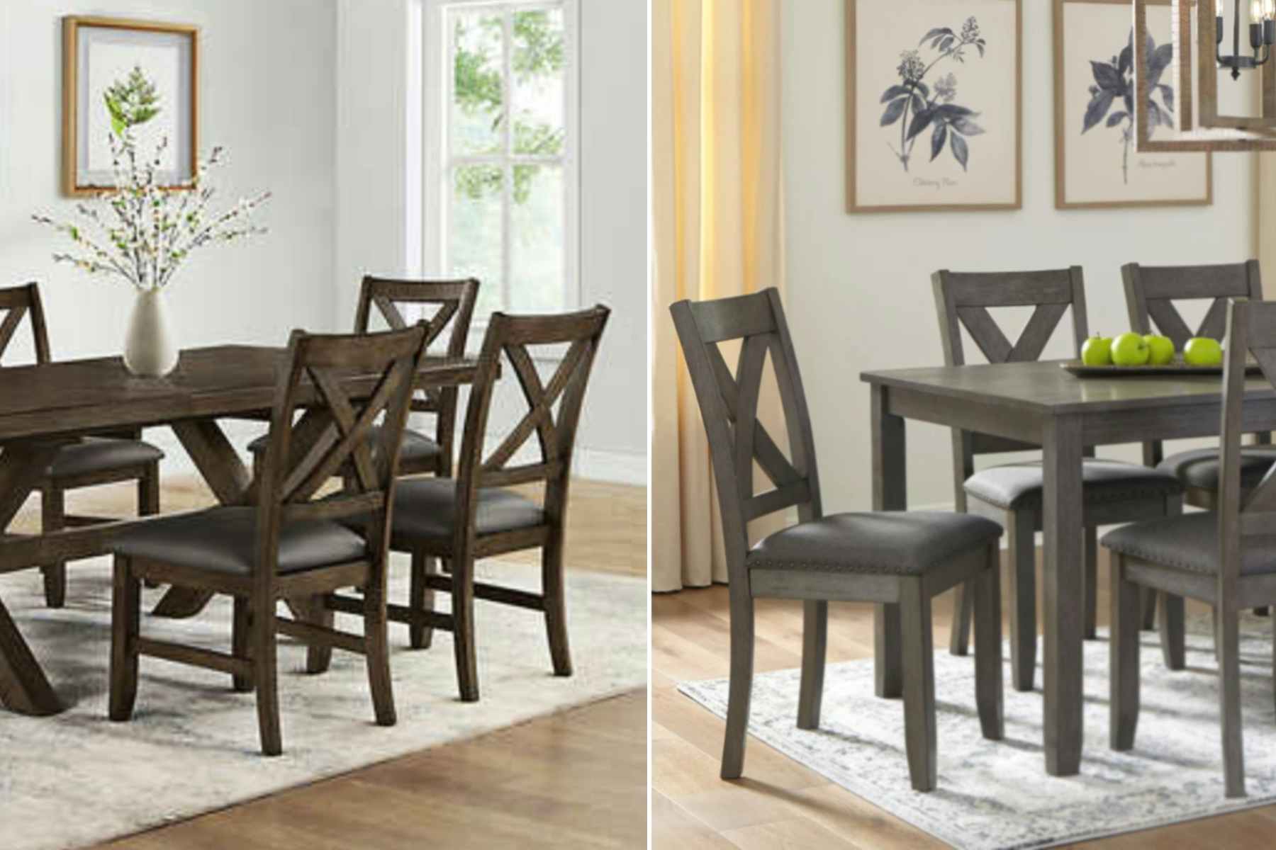 two images of tables and chair