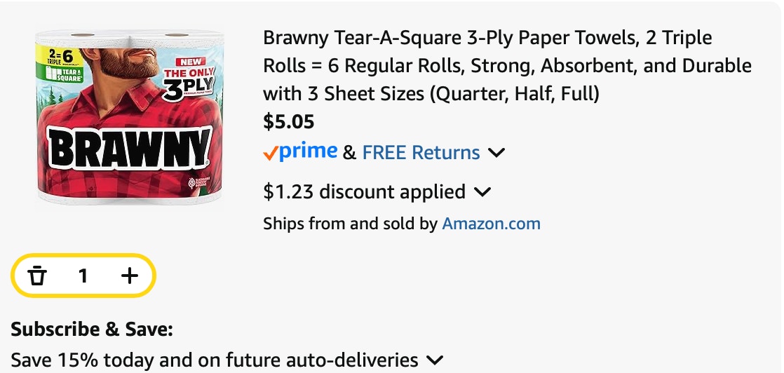Brawny Paper Towels Amazon receipt