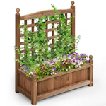 Costway Wood Planter Box w/ Trellis