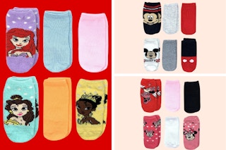 Three different styles of Disney Toddler Socks from Walmart.com: Princess, Mickey & Minnie