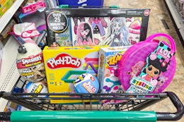$5 toys in a dollar tree shopping cart