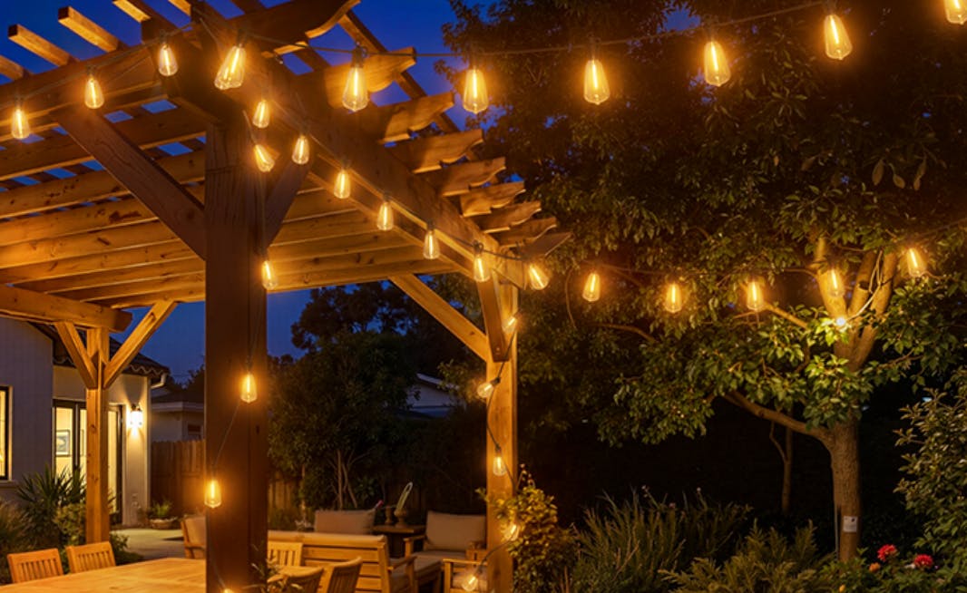 solar lights around an outdoor gazebo 
