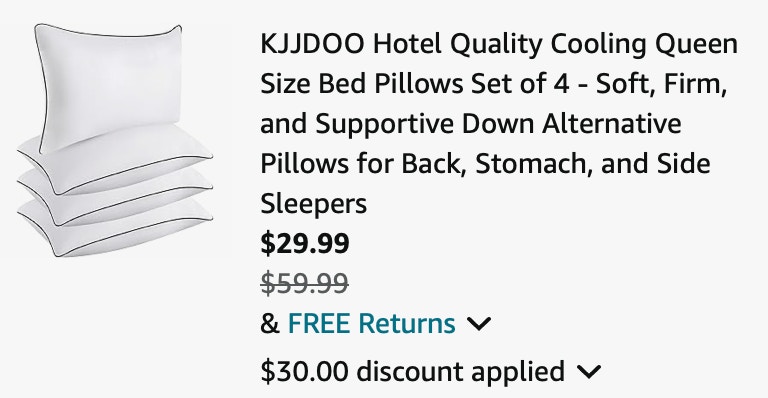 KJJDOO Hotel Quality Cooling Queen Size Bed Pillows Set of 4