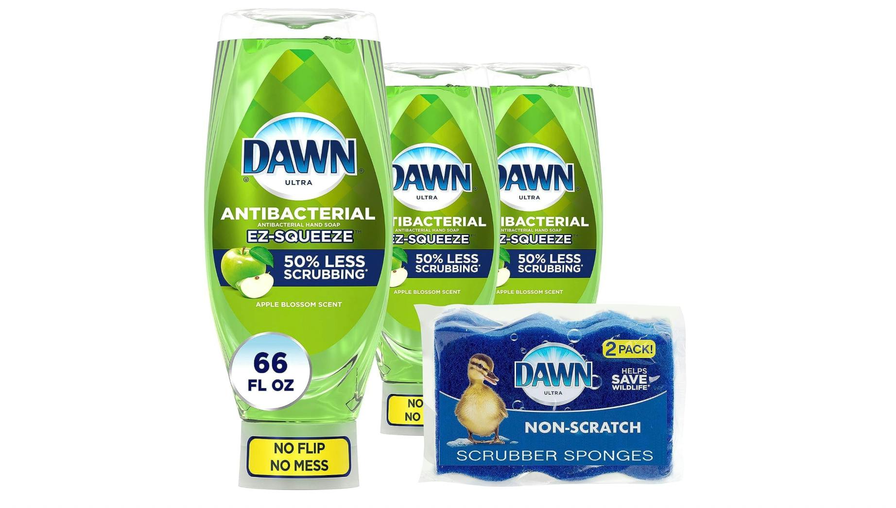 3 Dawn EZ-Squeeze Dish Soap and 2 Sponges Bundle