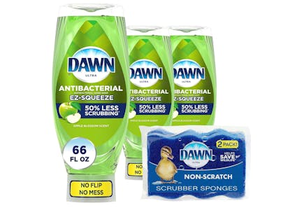 3 Dawn EZ-Squeeze Dish Soap and 2 Sponges Bundle