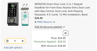 smart door lock Amazon receipt
