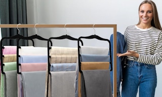 pants hanging on a pants hanger