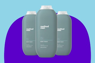Method Men Body Wash, Sea + Surf on blue background.