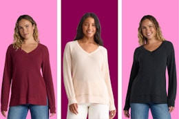 time and tru v neck sweatshirt collage