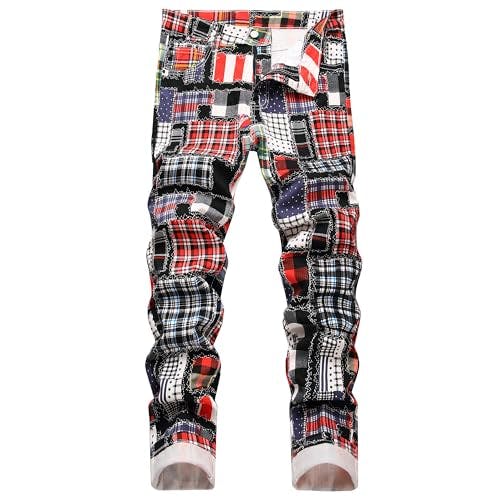 Men's Patchwork Slim Straight Jeans