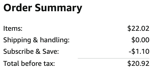 an amazon order summary ending in $20.92