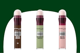 Maybelline Eraser B0DN251ZJC three tubes in brown, green, and pink