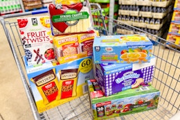 sams back to school groceries in shopping cart