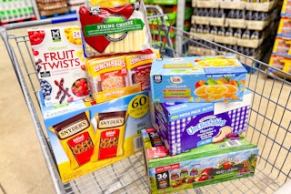 sams back to school groceries in shopping cart