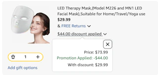 LED therapy mask Amazon receipt