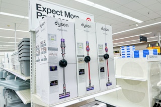 dyson digital slim cordless vacuum sitting on a target shelf