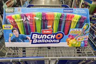 pack of bunch o balloons in a cart