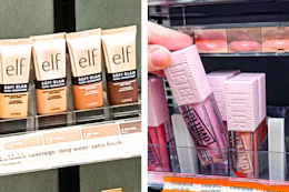 collage with elf and maybelline products