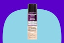 CoverGirl & Olay Simply Ageless 3-in-1 Liquid Foundation on a blue background.