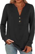 ANRABESS Women's Henley Top